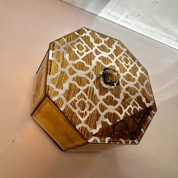 Cynthia Rowley New York Mirrored Beveled Glass Jewelry Trinket Box Golden Octago - Picture 10 of 16